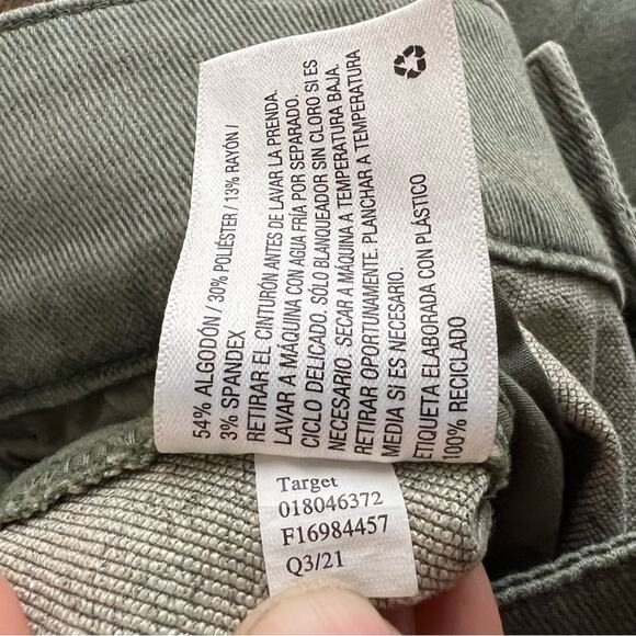 A New Day Olive Green Belted Pleated Straight Leg Ankle Pants Women's size 10 - Picture 4 of 5